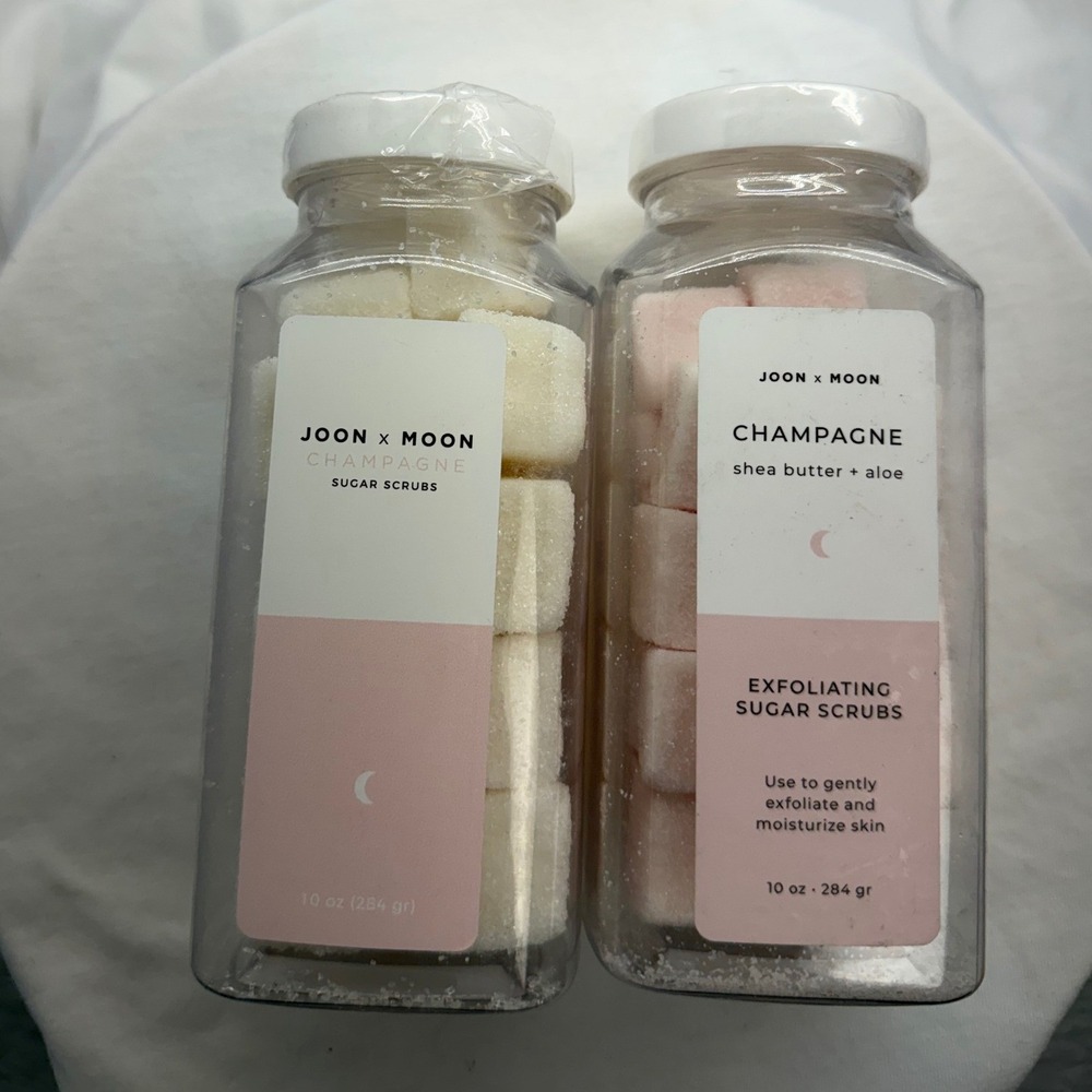 Joon x Moon Champagne Exfoliating Sugar Scrub Cubes Shea Butter Aloe 2 Jars 10oz
